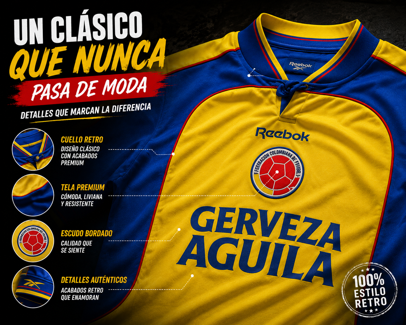 CAMISETA COLOMBIA 2001 COPA AMERICA RETRO